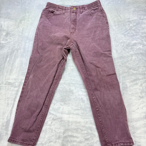 LL Bean Vintage Jeans womens 14‎ y2k High Rise Mom Elastic Waist Purple - Picture 1 of 7